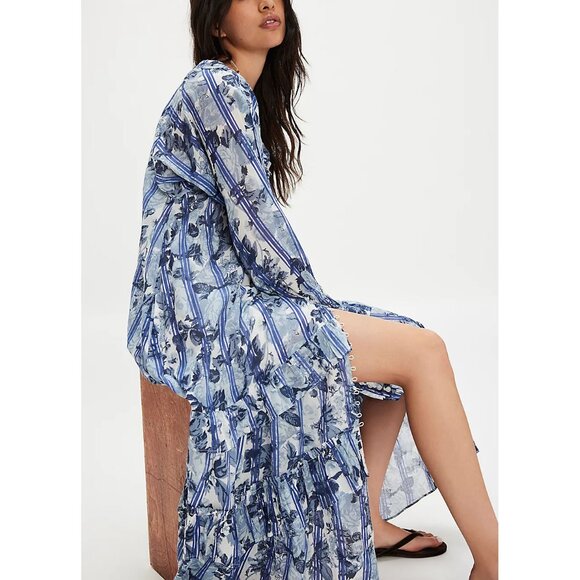 🆕 FREE PEOPLE Garden Wonders Maxi Dress / Blue Combo - Picture 8 of 10
